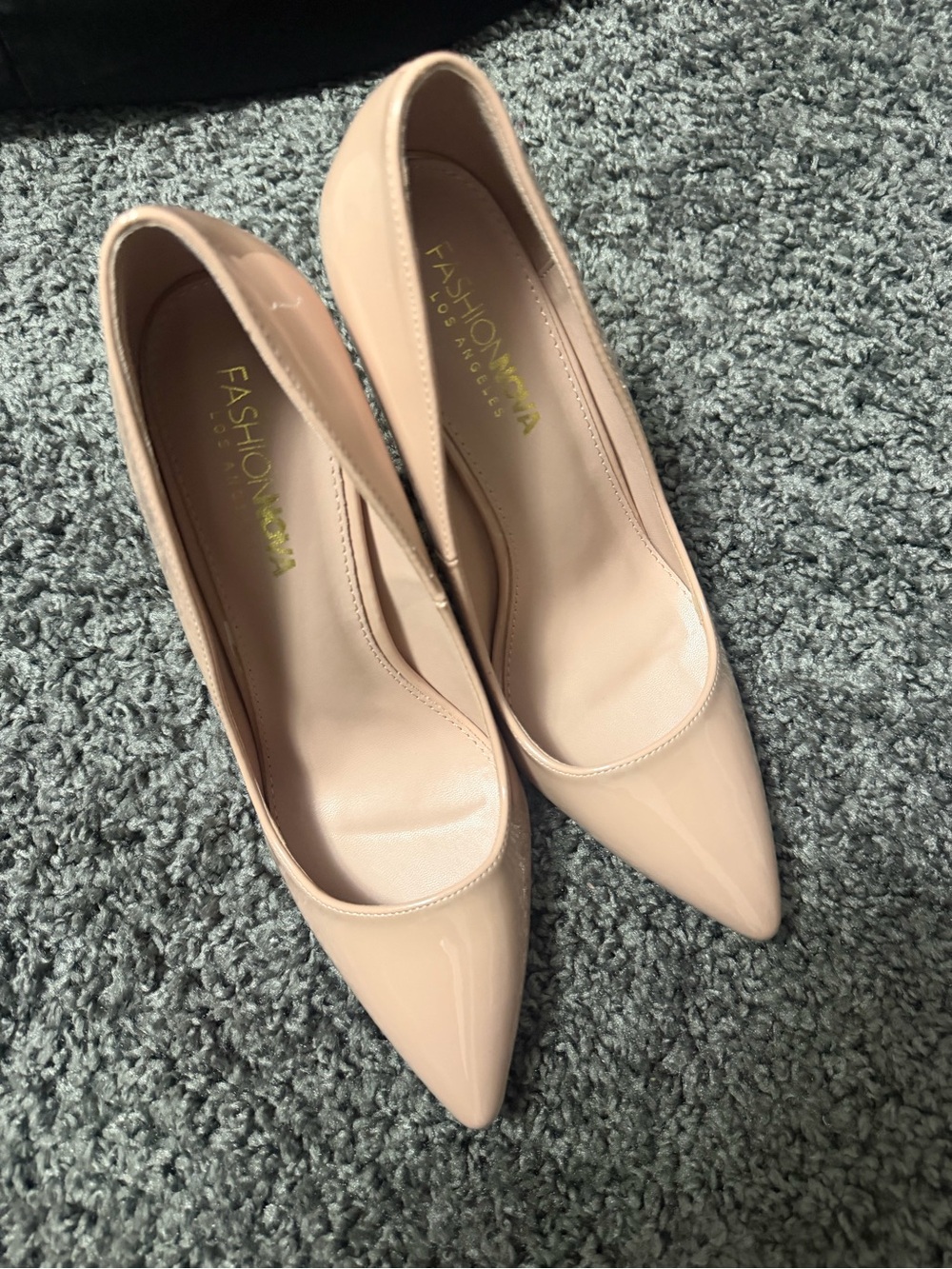 Fashion Nova Nude Patent Pointed Pumps